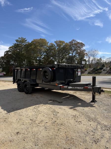 New 2027 Hillcrest Trailers 176716SDH Dump Trailer / 7' WIDE X 16' LONG / 40" HIGH SIDES / TELESCOPIC HOIST / COMBO REAR GATES / SLIDE OUT RAMPS / 215/75R17.5 16 PLY TIRES / HYDRAULIC JACK