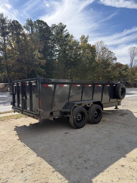 New 2027 Hillcrest Trailers 176716SDH Dump Trailer / 7' WIDE X 16' LONG / 40" HIGH SIDES / TELESCOPIC HOIST / COMBO REAR GATES / SLIDE OUT RAMPS / 215/75R17.5 16 PLY TIRES / HYDRAULIC JACK