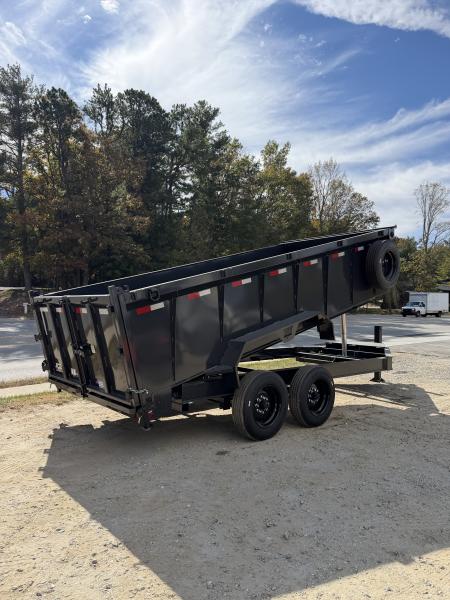 New 2027 Hillcrest Trailers 176716SDH Dump Trailer / 7' WIDE X 16' LONG / 40" HIGH SIDES / TELESCOPIC HOIST / COMBO REAR GATES / SLIDE OUT RAMPS / 215/75R17.5 16 PLY TIRES / HYDRAULIC JACK