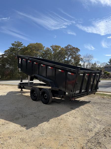 New 2027 Hillcrest Trailers 176716SDH Dump Trailer / 7' WIDE X 16' LONG / 40" HIGH SIDES / TELESCOPIC HOIST / COMBO REAR GATES / SLIDE OUT RAMPS / 215/75R17.5 16 PLY TIRES / HYDRAULIC JACK