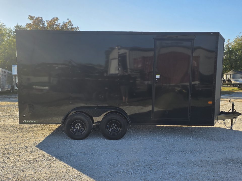 New 2027 Rock Solid Cargo 7 x 16 TANDEM CARGO W/ RAMP DOOR/ .08 SEMI SCREWLESS/ BLACKOUT PKG
