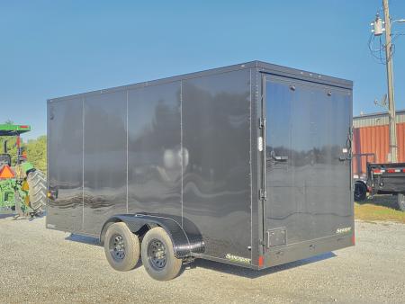 New 2027 Rock Solid Cargo 7 x 16 TANDEM CARGO W/ RAMP DOOR/ .08 SEMI SCREWLESS/ BLACKOUT PKG