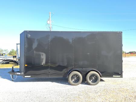 New 2027 Rock Solid Cargo 7 x 16 TANDEM CARGO W/ RAMP DOOR/ .08 SEMI SCREWLESS/ BLACKOUT PKG