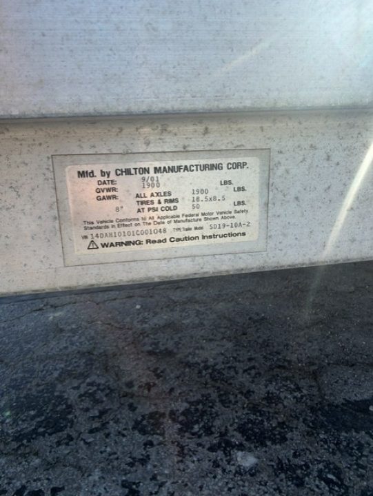 Used 2002 CHILTON MFG. SD19-10A-2 Utility Trailer