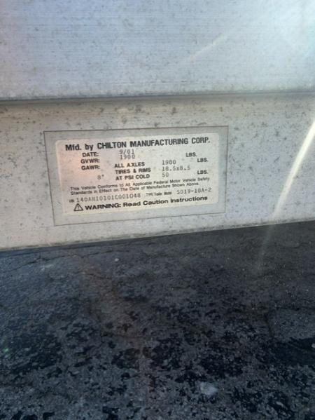 Used 2002 CHILTON MFG. SD19-10A-2 Utility Trailer