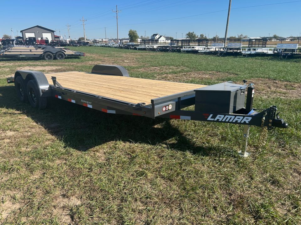 New 2027 Lamar 83x22 Tandem 10K Carhauler w/ Slide In Ramps & Toolbox