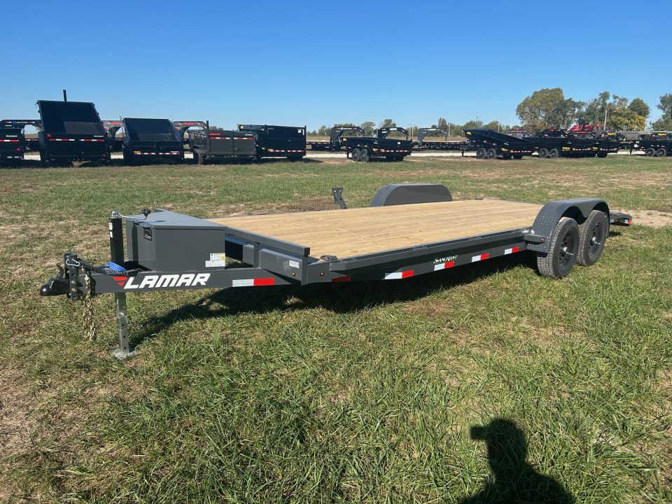 New 2027 Lamar 83x22 Tandem 10K Carhauler w/ Slide In Ramps & Toolbox