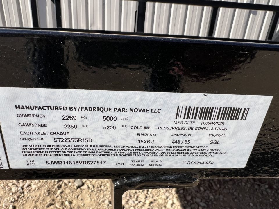 New 2027 H&H Trailers 14' 5K RS8214-050 Utility Trailer