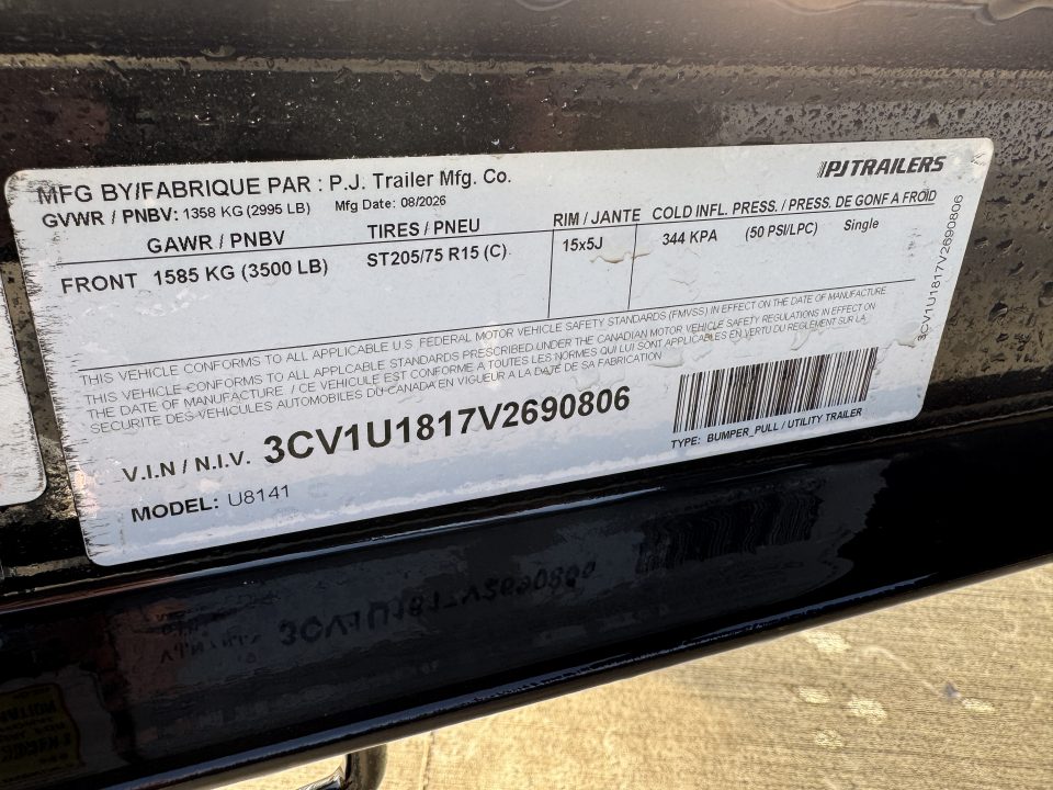 New 2027 PJ Trailers U814 3k Utility Trailer