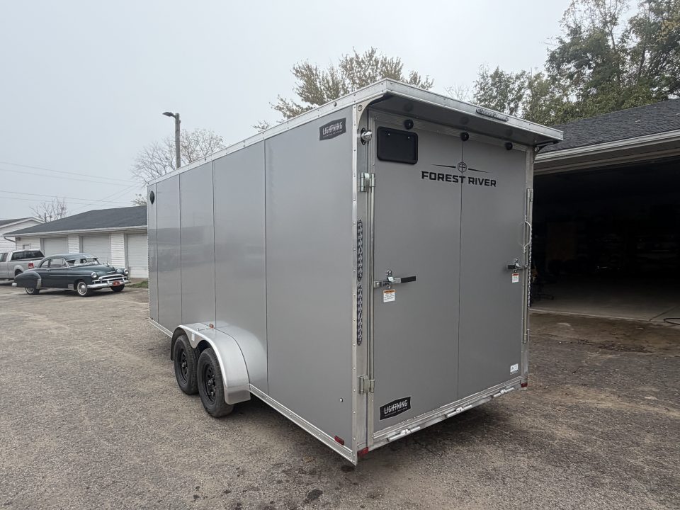 New 2027 7 X 23 Lightning Place Enclosed Snowmobile Trailer with 7ft Interior - Plain Model