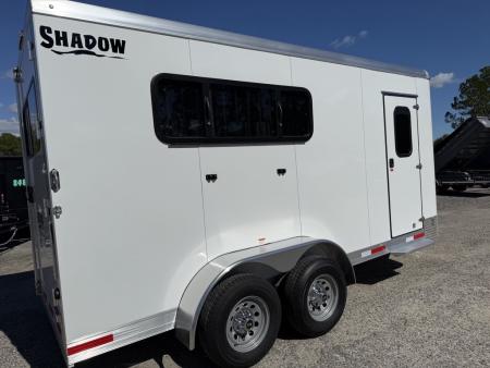 New 2027 Shadow 3-Horse Bumper Pull Slant Trailer – White with Drop-Down Windows Horse Trailer