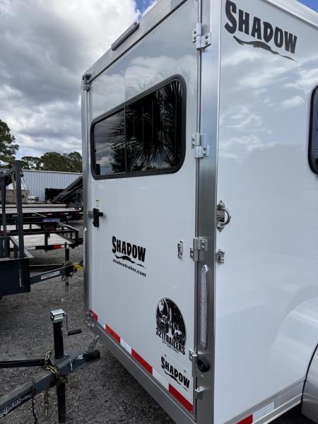 New 2027 Shadow 3-Horse Bumper Pull Slant Trailer – White with Drop-Down Windows Horse Trailer