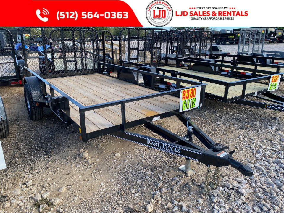 New 2027 East Texas - 6' X 12' - 4' GATE - Utility Trailer