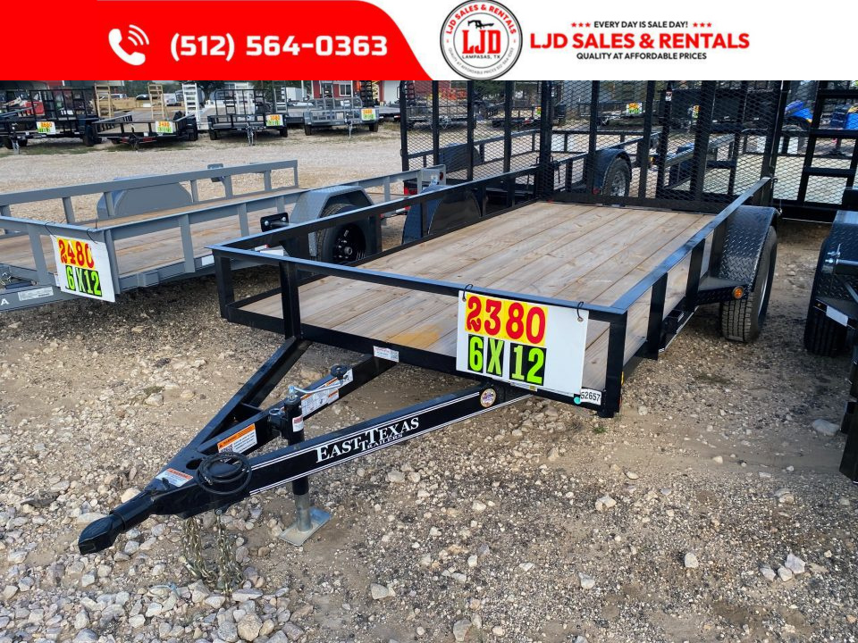 New 2027 East Texas - 6' X 12' - 4' GATE - Utility Trailer
