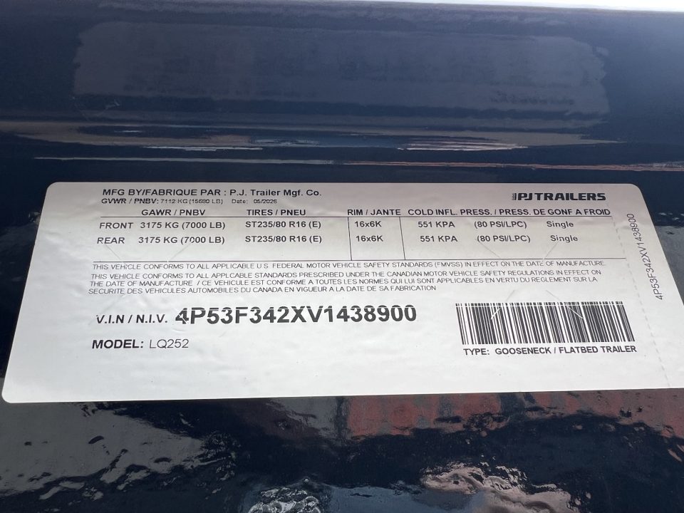 New 2027 PJ Trailers 25' Quest LQ Gooseneck Flatbed Trailer