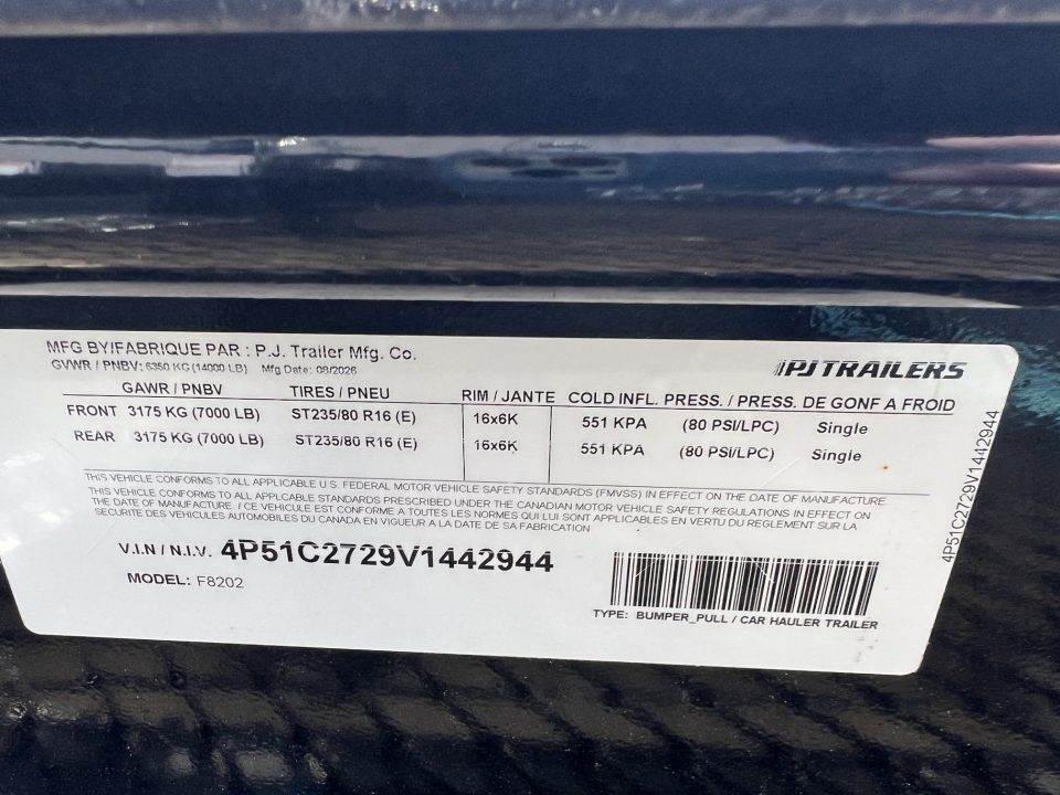 New 2027 PJ Trailers 20' F8 Deckover Equipment Trailer