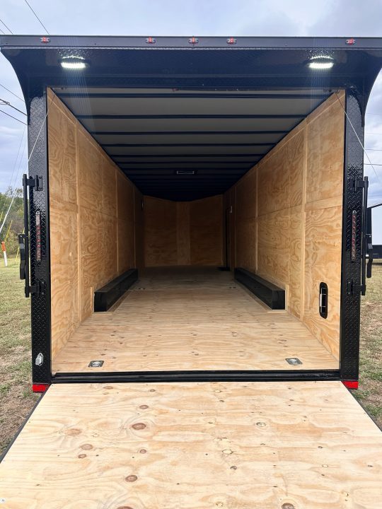New 2027 8.5x28 Car Hauler 7'6" Interior - 5200lb Triple Spread Torsion - Black poly-blackout- Enclosed Car Hauler