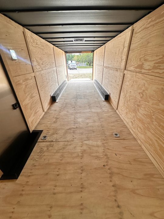 New 2027 8.5x28 Car Hauler 7'6" Interior - 5200lb Triple Spread Torsion - Black poly-blackout- Enclosed Car Hauler