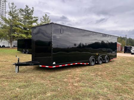 New 2027 8.5x28 Car Hauler 7'6" Interior - 5200lb Triple Spread Torsion - Black poly-blackout- Enclosed Car Hauler