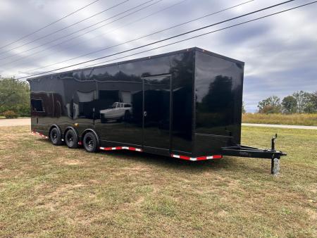 New 2027 8.5x28 Car Hauler 7'6  Interior - 5200lb Triple Spread Torsion - Black poly-blackout- Enclosed Car Hauler