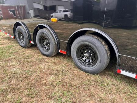 New 2027 8.5x28 Car Hauler 7'6" Interior - 5200lb Triple Spread Torsion - Black poly-blackout- Enclosed Car Hauler