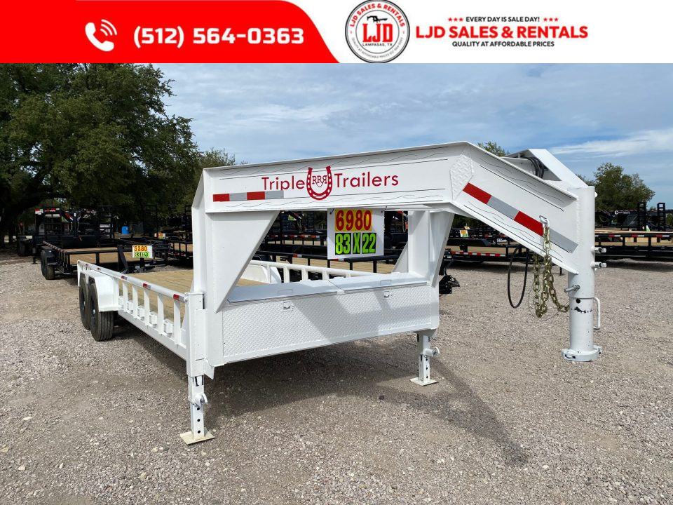 New 2027 Triple R - 22' Gooseneck Lowboy Trailer - 14 Ply Tires