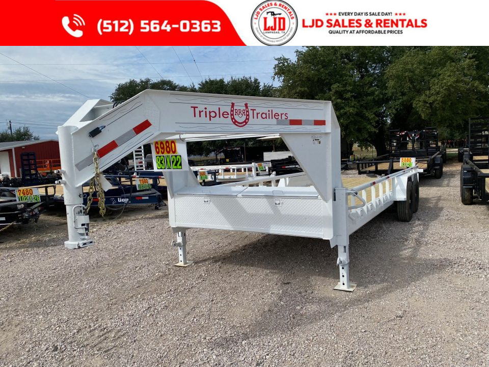 New 2027 Triple R - 22' Gooseneck Lowboy Trailer - 14 Ply Tires