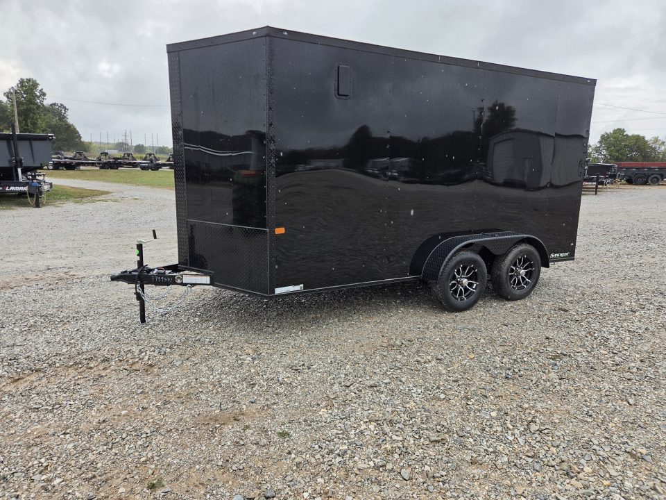 New 2027 Rock Solid 7X14 TANDEM 7K CARGO W/.080 EXTERIOR BLACKOUT TRIM 7FT HEIGHT ALUMINUM WHEELS & RAMP DOOR