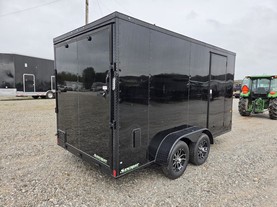 New 2027 Rock Solid 7X14 TANDEM 7K CARGO W/.080 EXTERIOR BLACKOUT TRIM 7FT HEIGHT ALUMINUM WHEELS & RAMP DOOR