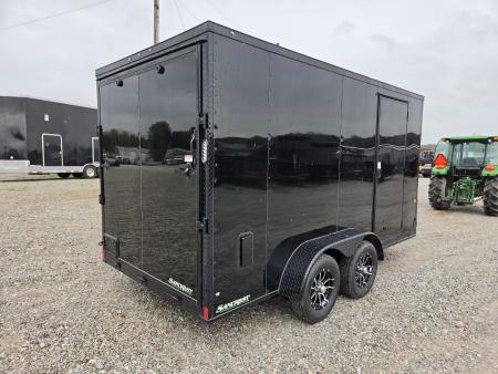 New 2027 Rock Solid 7X14 TANDEM 7K CARGO W/.080 EXTERIOR BLACKOUT TRIM 7FT HEIGHT ALUMINUM WHEELS & RAMP DOOR