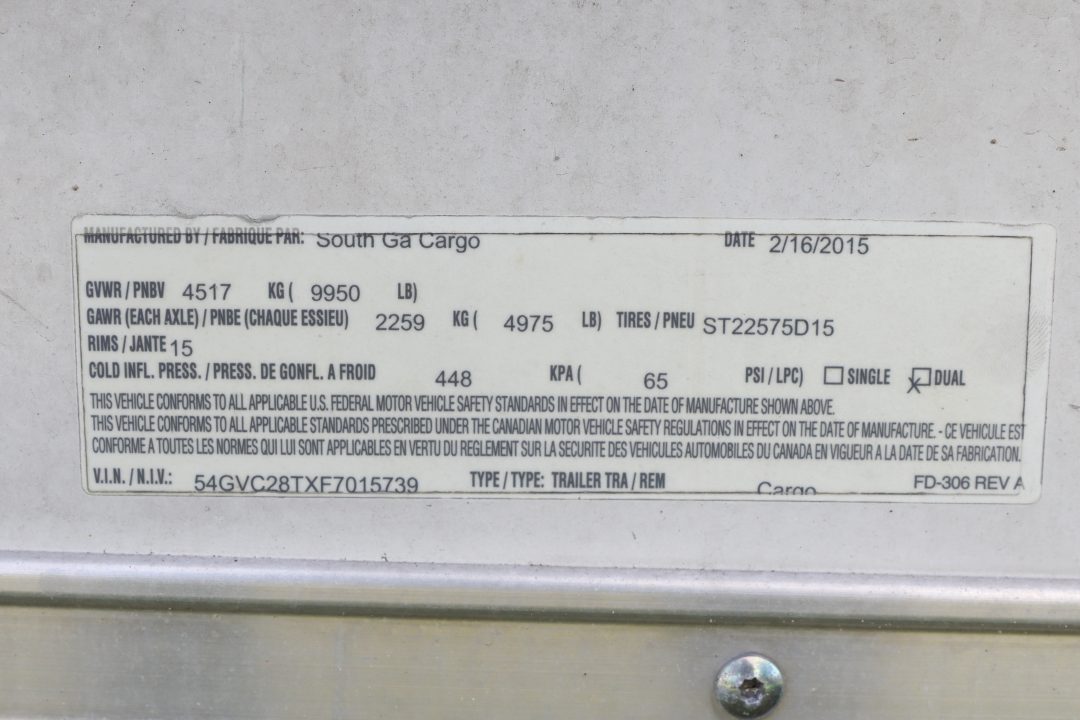 Used 2015 8.5X28 South GA Race Trailer