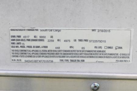 Used 2015 8.5X28 South GA Race Trailer