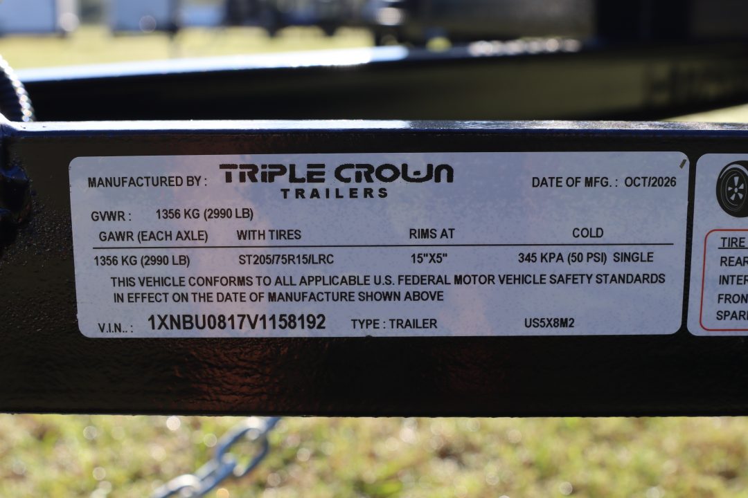New 2027 5X8 Triple Crown Utility Trailer