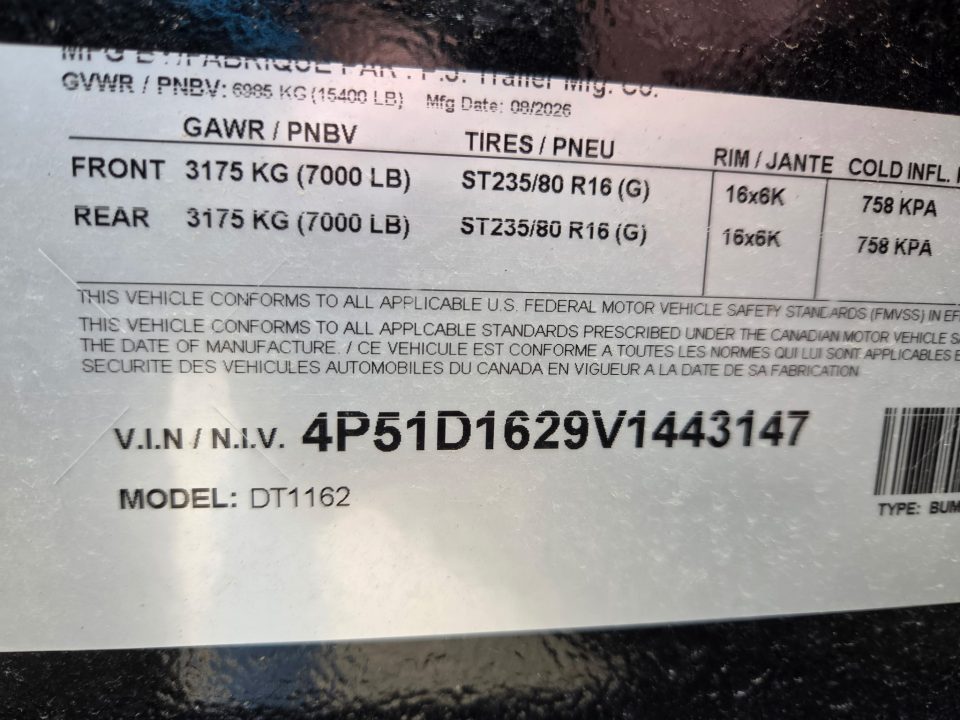 New 2027 PJ Trailers DT116 Dump Trailer