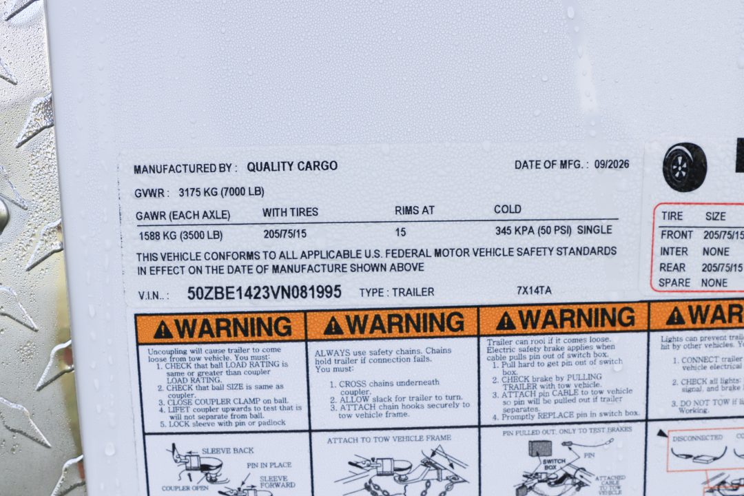 New 2027 7X14 Quality Trailers Cargo Trailer