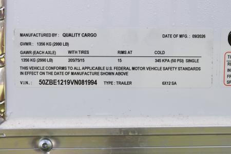 New 2027 6X12 Quality Trailers Cargo Trailer