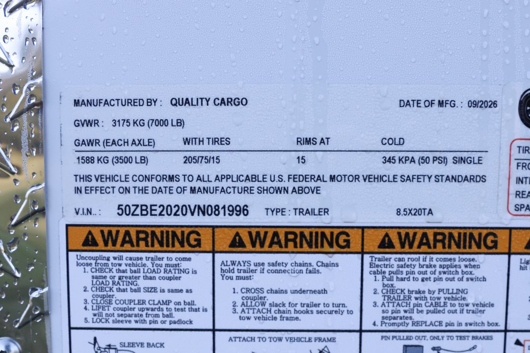 New 2027 8.5X20 Quality Trailers Cargo Trailer