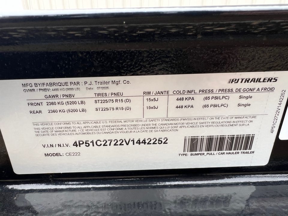New 2027 PJ Trailers 22' CE Equipment Equipment Trailer