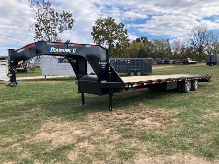 New 2027 Diamond C Trailers 102x32 TANDEM 25.9K GN W/ MAX RAMPS, HYDROJACKS & ALUMINUM OUTERS Flatbed Trailer