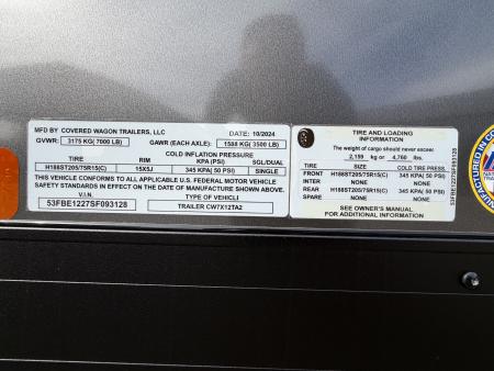 Used 2025 7X12 Covered Wagon Cargo Trailer
