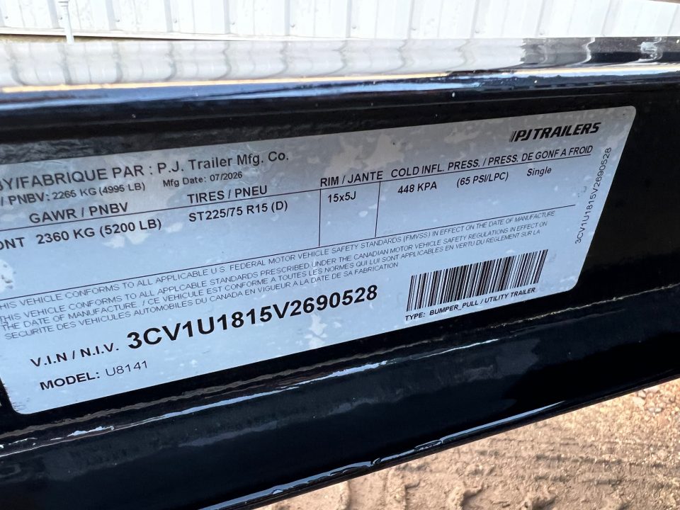 New 2027 PJ Trailers 14' ATV Utility U8 5K Axle Utility Trailer