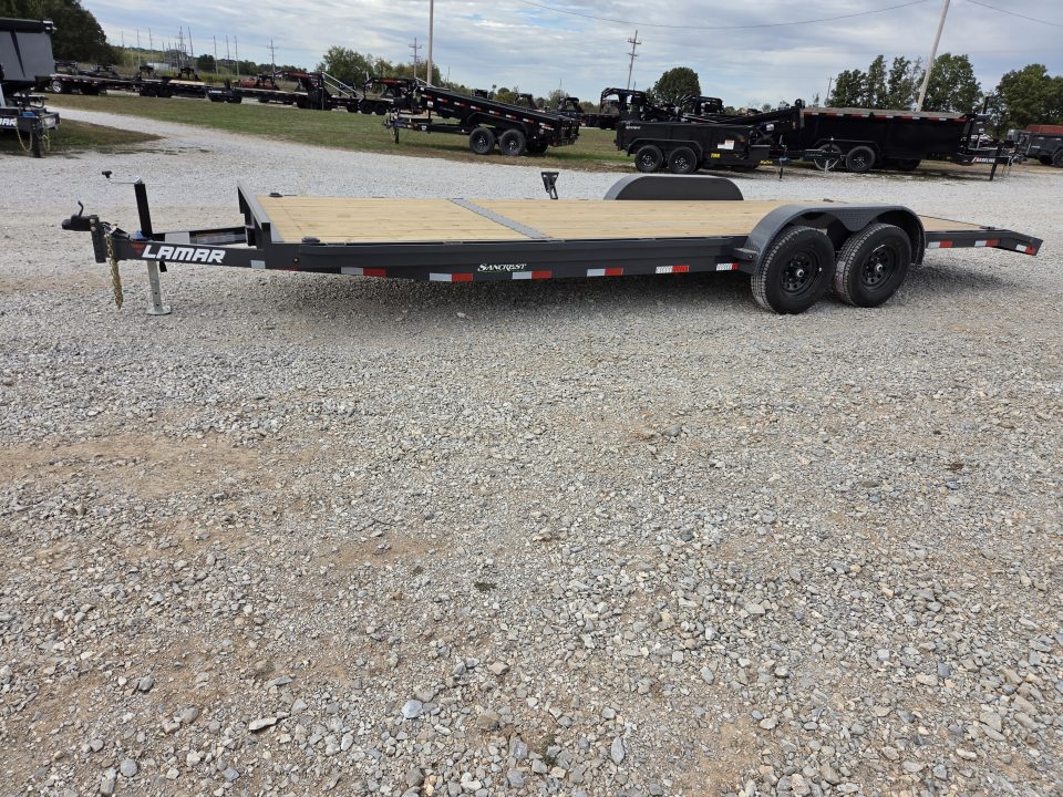 New 2027 Lamar 83X24 TANDEM 10K CAR HAULER W/2' STEEL DOVE & SLIDE OUT RAMPS