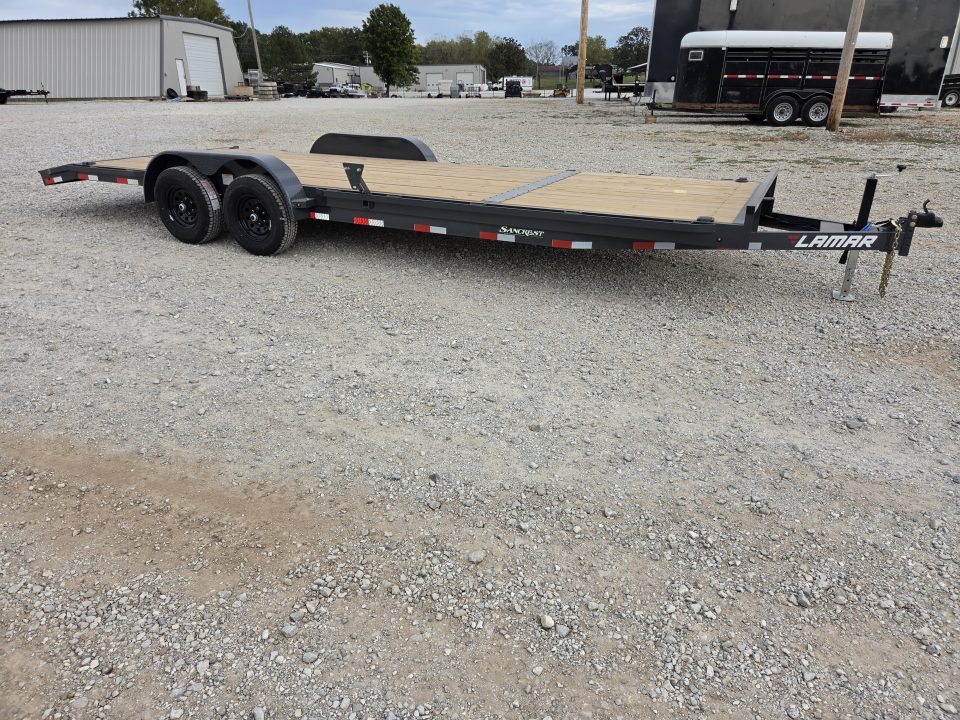 New 2027 Lamar 83X24 TANDEM 10K CAR HAULER W/2' STEEL DOVE & SLIDE OUT RAMPS