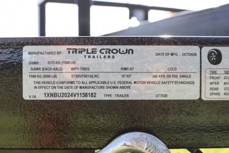 New 2027 Triple Crown Trailers 7X20 UTILITY TRAILER Utility Trailer
