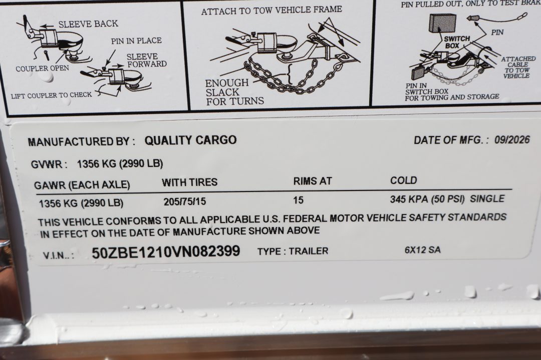 New 2027 6X12 Quality Trailers Cargo Trailer