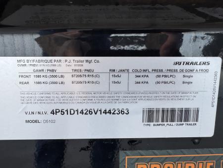 New 2027 PJ Trailers D5102 7k Dump Trailer