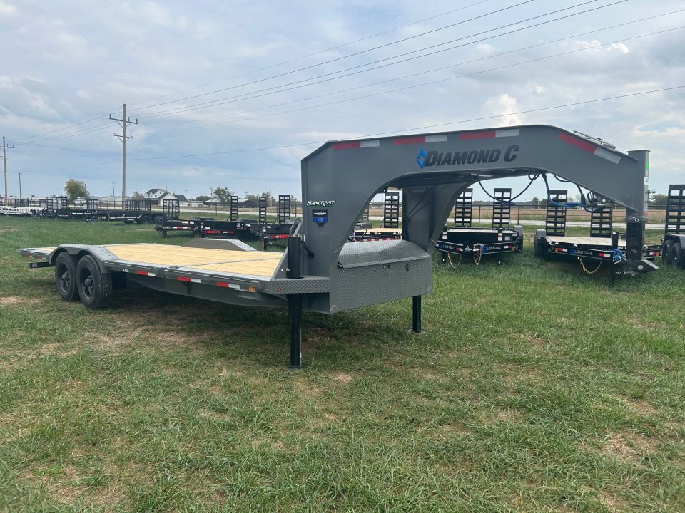 New 2027 Diamond C 102x24 Tandem 23K GN Pro Tilt w/ Hydraulic Jacks, Drive Over Fenders, & 6' Stationary Deck