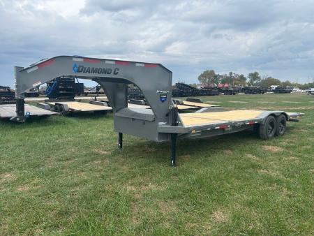 New 2027 Diamond C 102x24 Tandem 23K GN Pro Tilt w/ Hydraulic Jacks, Drive Over Fenders, & 6' Stationary Deck