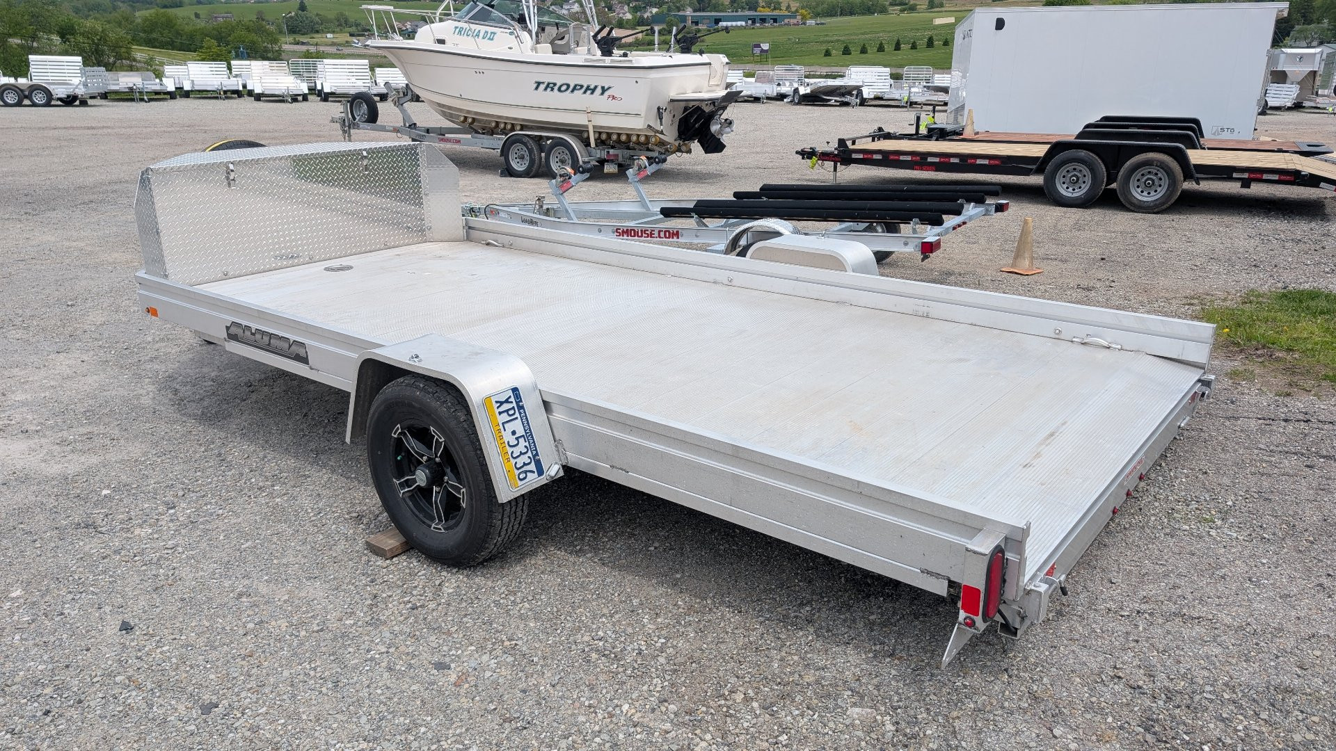 Used 2024 Aluma 14' UTV Trailer w/ Slide Out Ramp