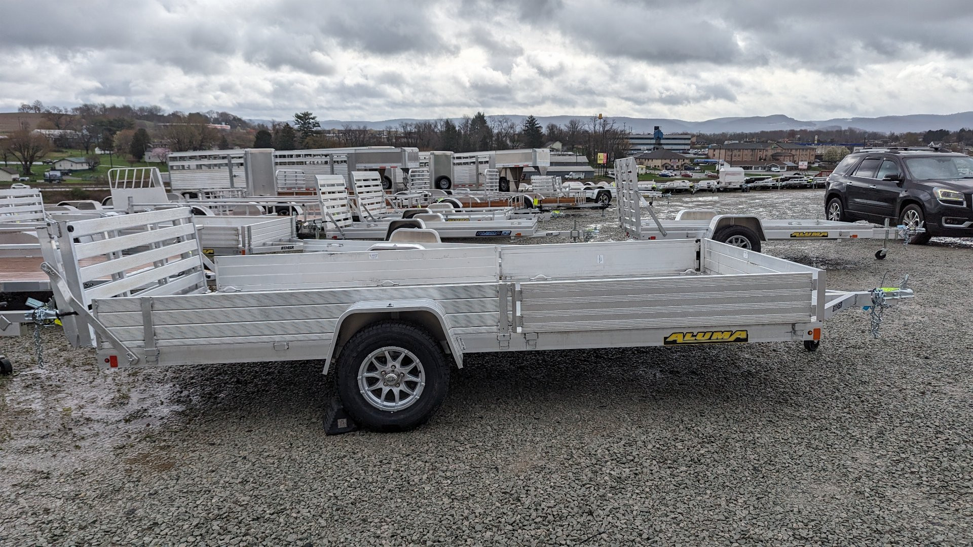 New 2026 Aluma 6'9" x 14' SR Utility w/ Side Ramps, Bi-Fold Gate, Rear Solid Sides